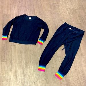 Sundry Rainbow Ribbed lounge set